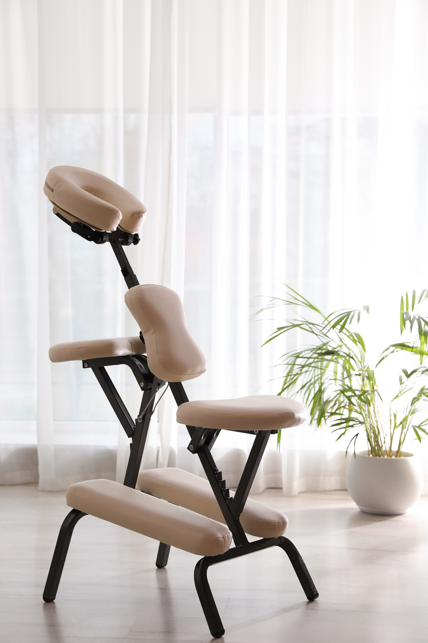 Modern Massage Chair in Clinic. Medical Equipment